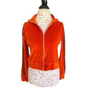 Vintage free people retro inspired full zip velour sweater size medium but fits